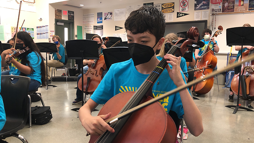 A student plays the cello